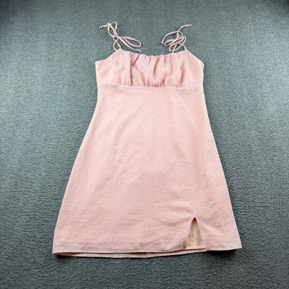 Altar'd State Mini Dress Women's S Pink Textured Tie Strap Ruched Bust KD4410